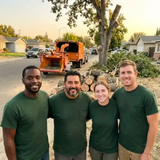 George Salinas Tree Service crew after a Stockton tree removal job
